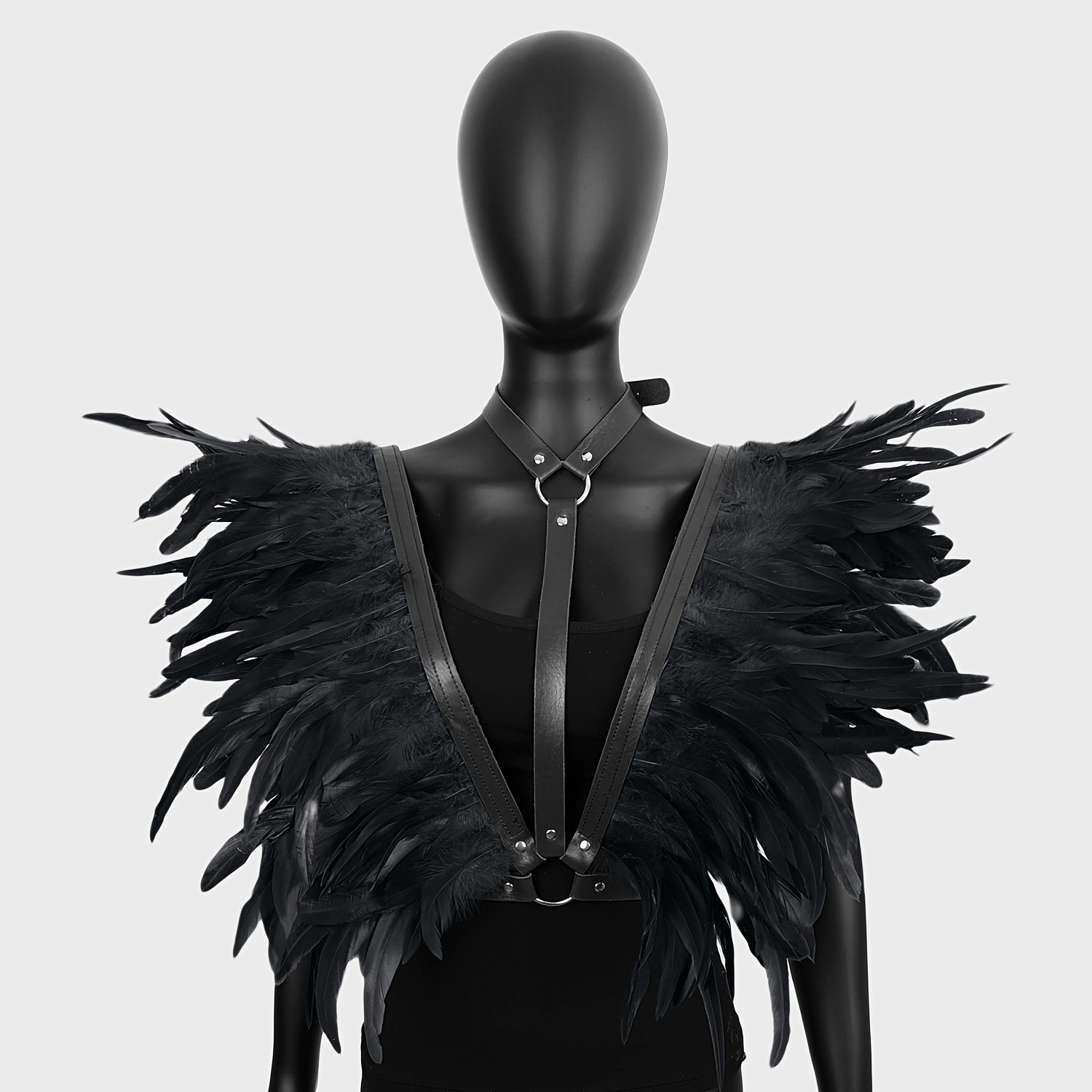 

Harnais corporel pour femmes en cuir PU avec plumes, soutien-gorge , bretelles dos nu punk, gothique, carnaval, , fête, danse, accessoire de soutien-gorge