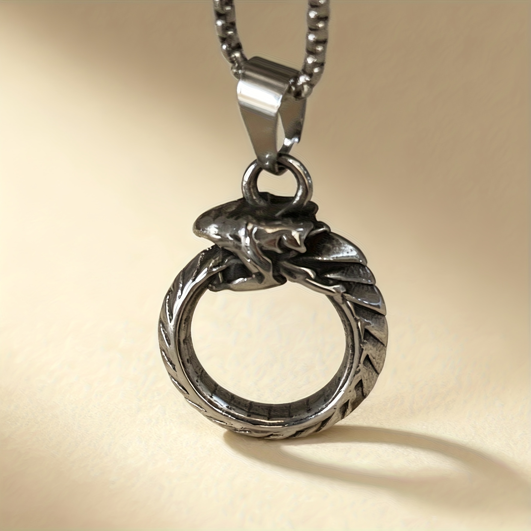 TEMU 1pz Collana Pendente in Acciaio Inossidabile 304, Catena e Audace con Medaglione a Forma di Anello