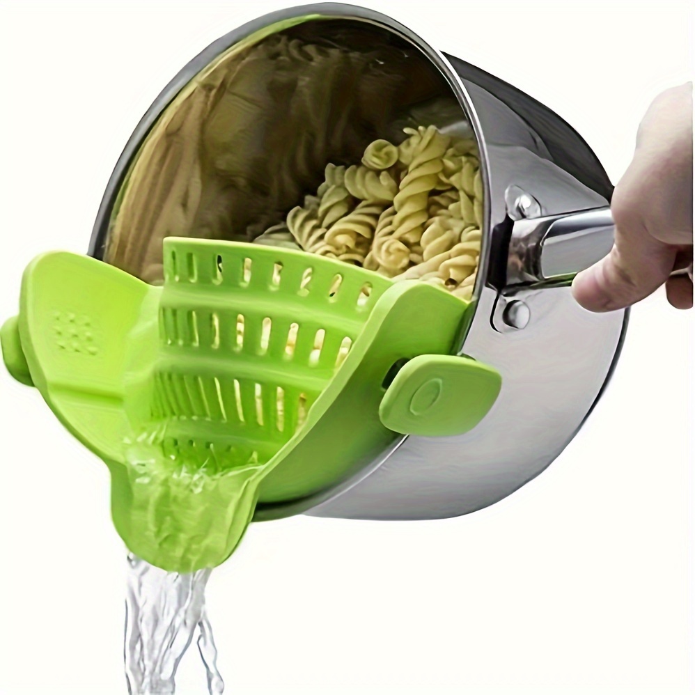 

Adjustable Clip-on Silicone Strainer - Versatile Kitchen Colander For Pasta, Veggies, And Fruits - Easy-clean, Space-saving Kitchen Gadget Green