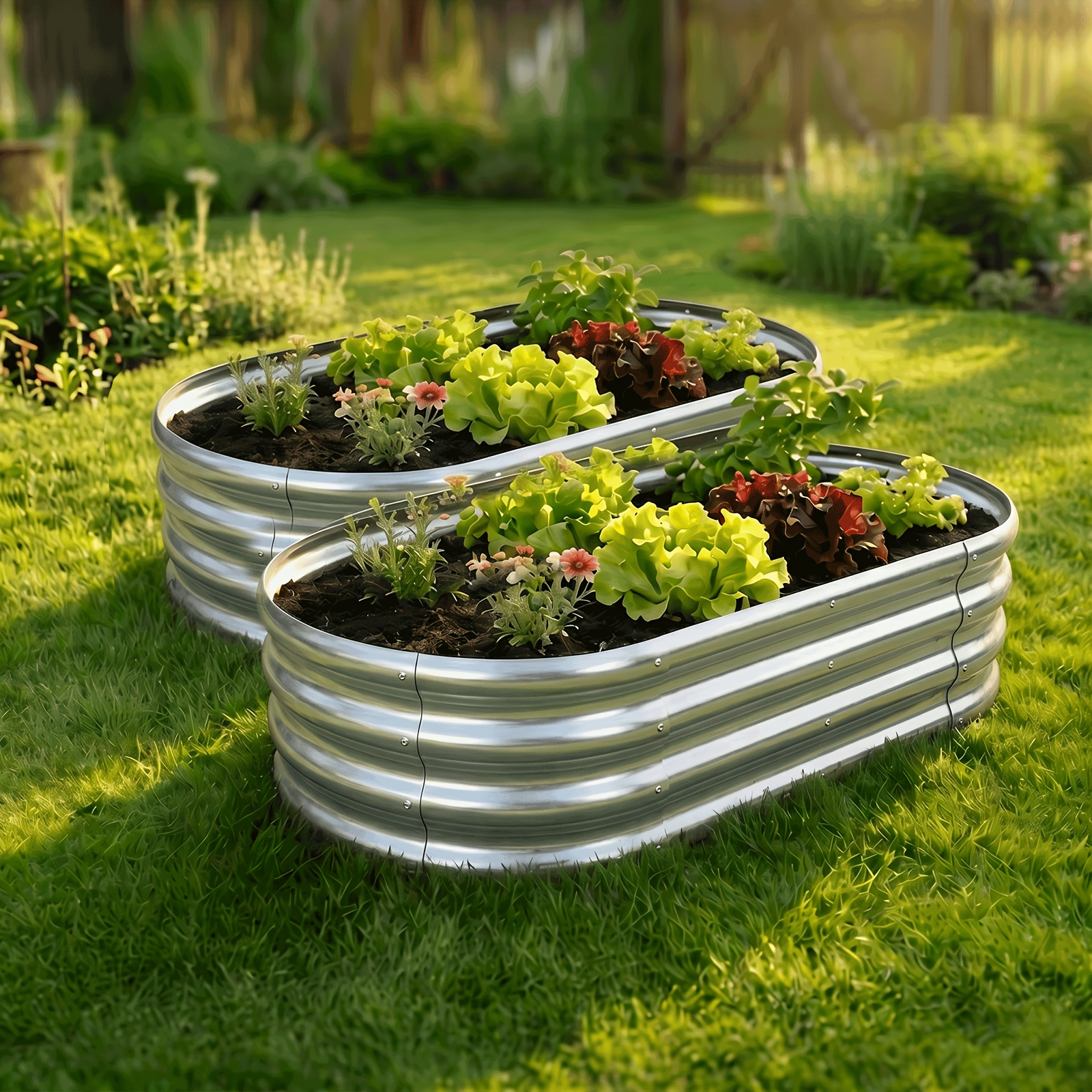 TEMU Galvanized Raised Garden Bed 1 Set Sets, 4x2 Feet Lightweight Planter Box Outdoor With Easy Assembly