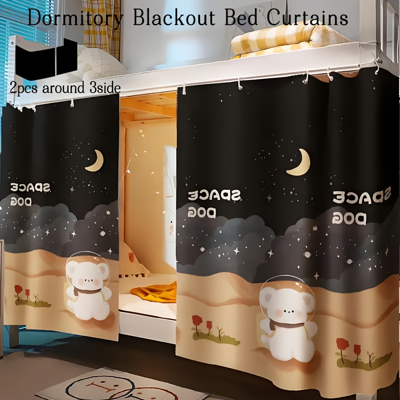 TEMU 1pc Pattern Cartoon Bedroom Privacy Bed Curtain - Blackout, Lightweight Fabric, Machine Washable, Ideal For Home, Dorm, Or Student Bedding - Polyester, Knitted, Hand Wash Only, 3.53 Oz