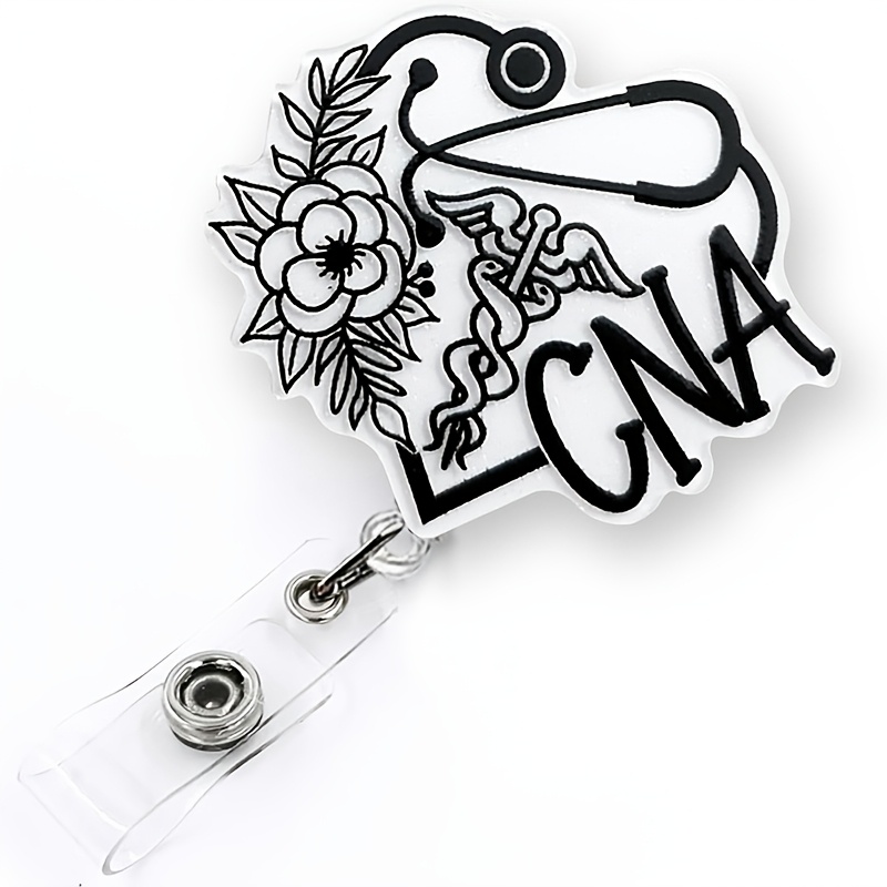 

Funny Cna Graduation Gift - Retractable Badge Reel For Nurses & Staff, Acrylic Id Holder With Alligator Clip, 24" Nylon Cord