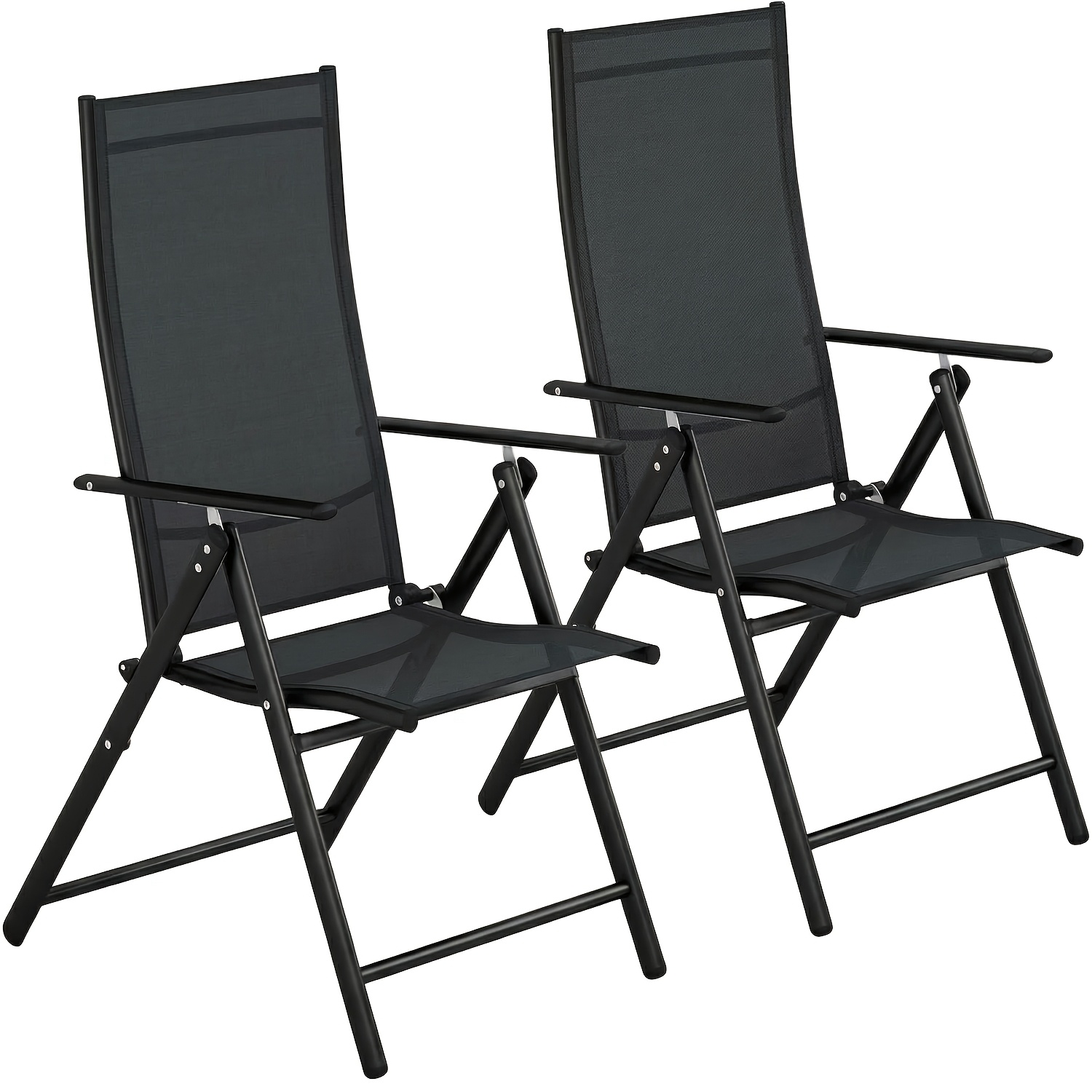 TEMU Set sedie pieghevoli in ferro, sedia da giardino, sedia con schienale , dimensioni: 106 X 68 X 50 cm, schienale regolabile a 7 posizioni,