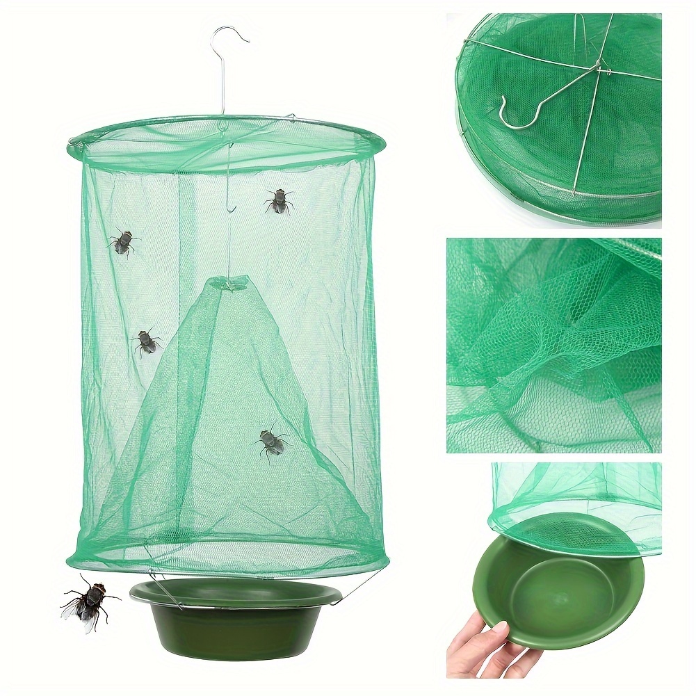 

Reusable Fly Trap Cage, Outdoor/indoor Insect Mesh Pest Catcher, Plastic No-electricity Attractant Holder For Stables, Ranches, Lawns - 1 Pack