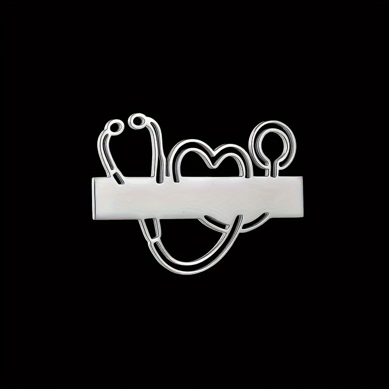 [customized] Name Tag Badge Custom Engrave Personalized Logo Lapel Pin Stethoscope Brooch Doctor Professional Additions