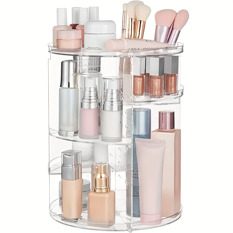 rotating makeup storage box multi layer adjustable rotating skincare organizer bathroom storage rack with brush holder and perfume tray multifunctional storage organizer suitable for vanity bathroom and workbench Product details 8