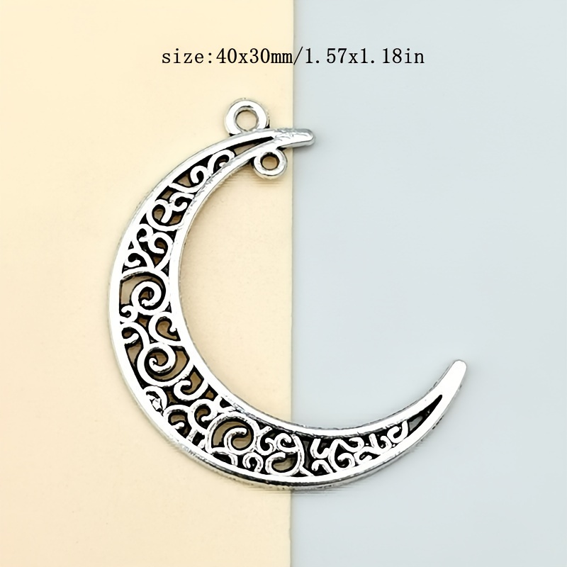 Vintage Hollow Flower Moon Charm Pendant, DIY Craft