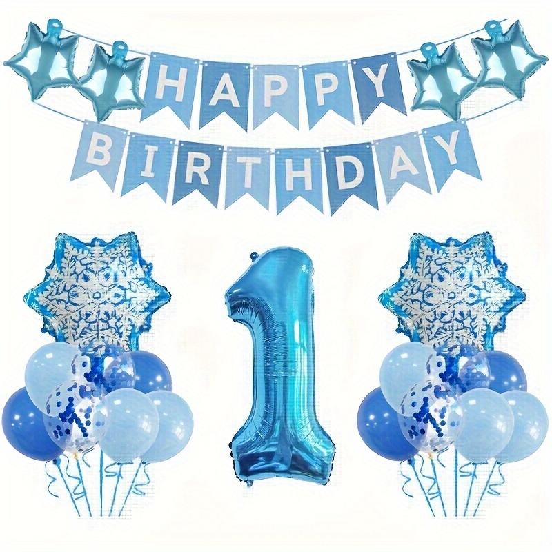  Decoraciones de cumpleaños de Frozen, suministros de fiesta de  cumpleaños de Frozen, globos de decoración de fiesta, decoración de  princesa de feliz cumpleaños con copos de nieve, globos de confeti 