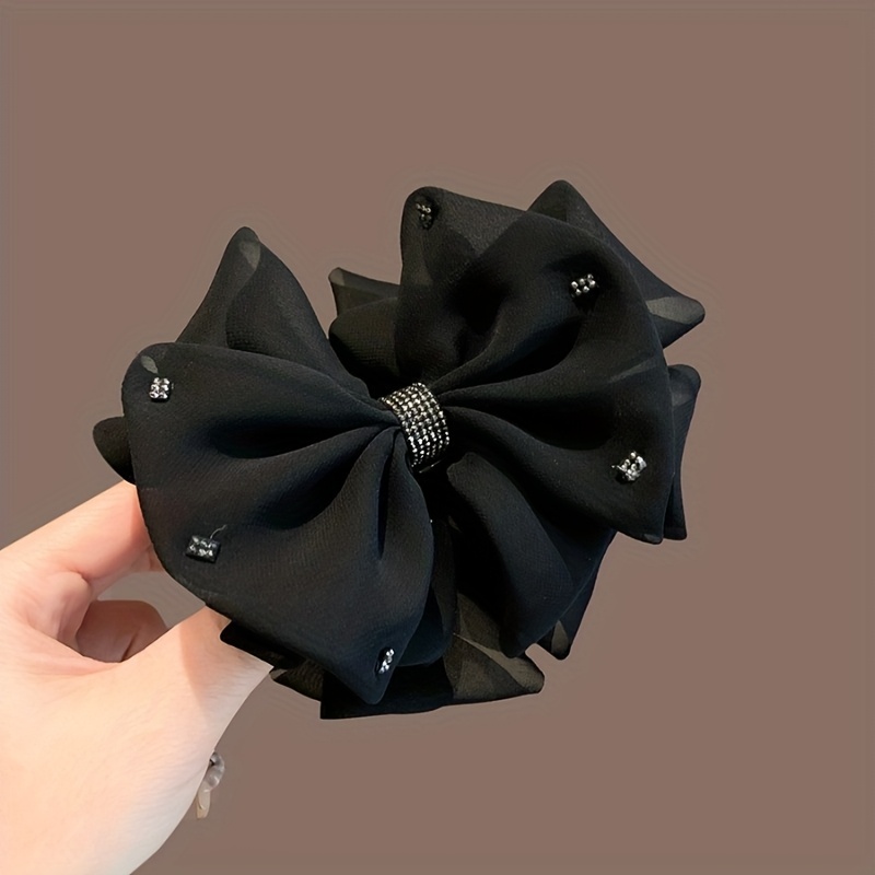 E-shop Schwarze Schleife Haarklammer Mode Zirkonia Pferdeschwanz Clip Haarverzierungen für Damen