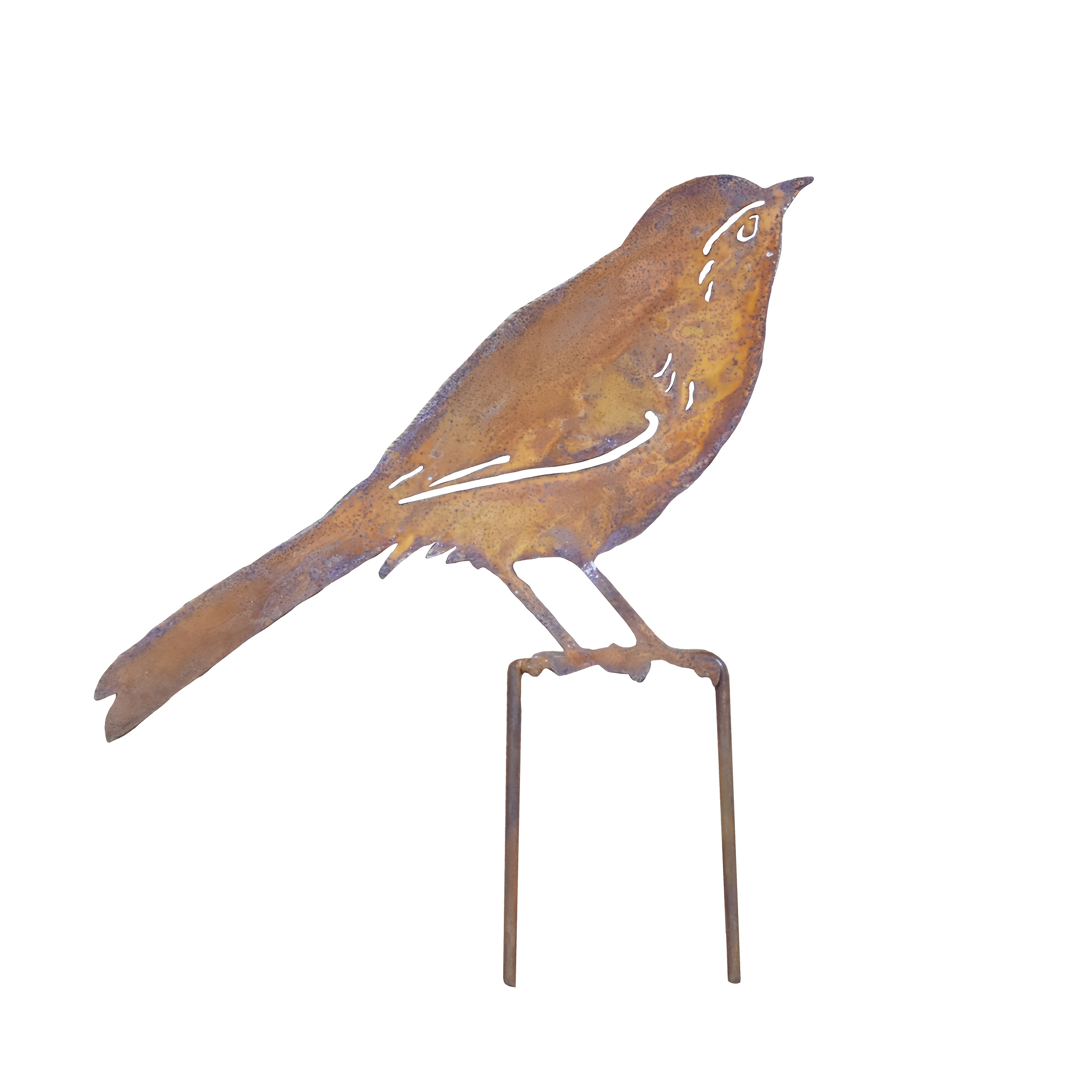 E-shop Gartenstecker " Small Bird" mit natürlicher Rostfarbe für Blumentöpfe und Dekoartikel