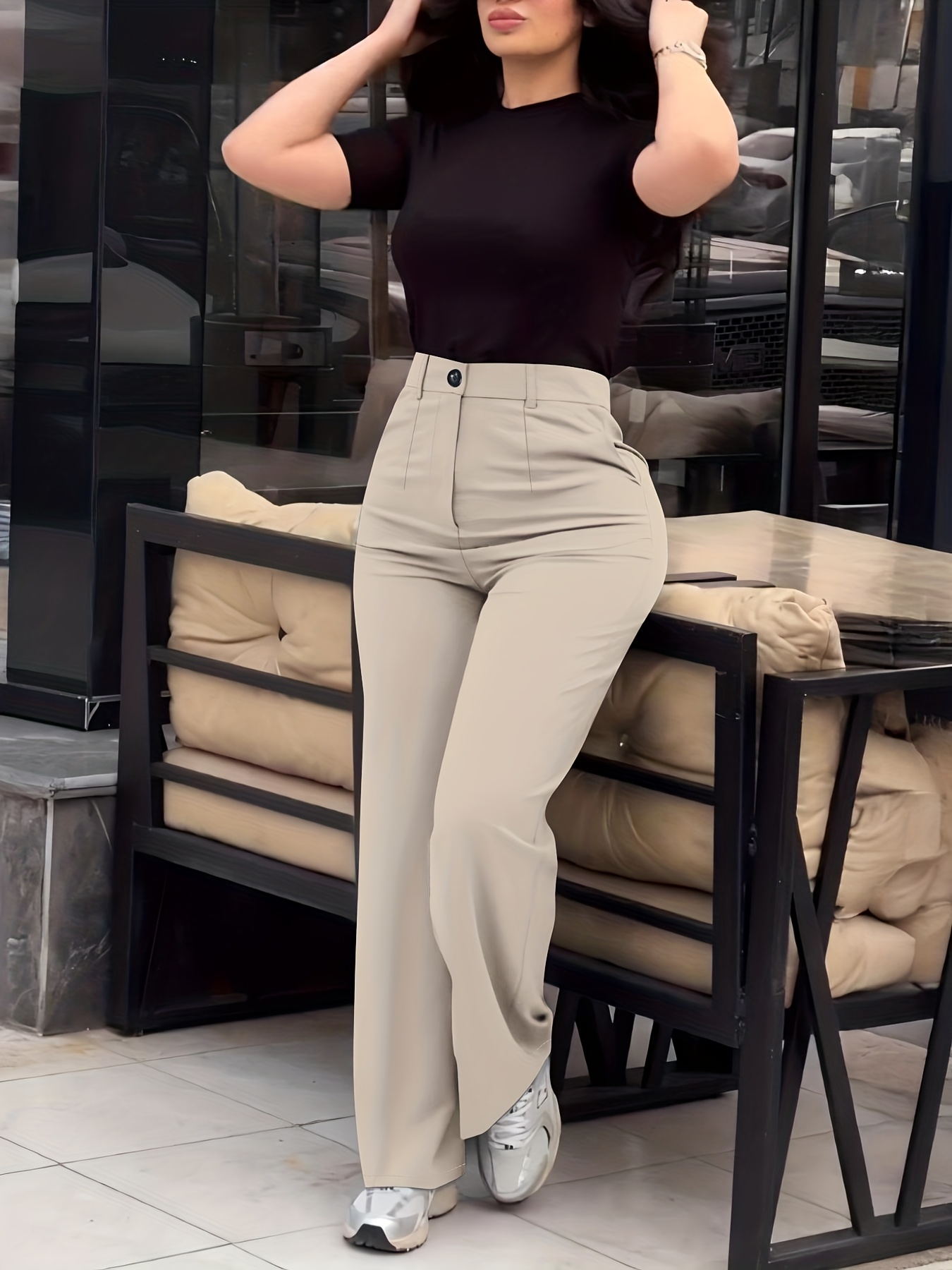 Women's Solid Color Casual Slim-Fit Long Pants