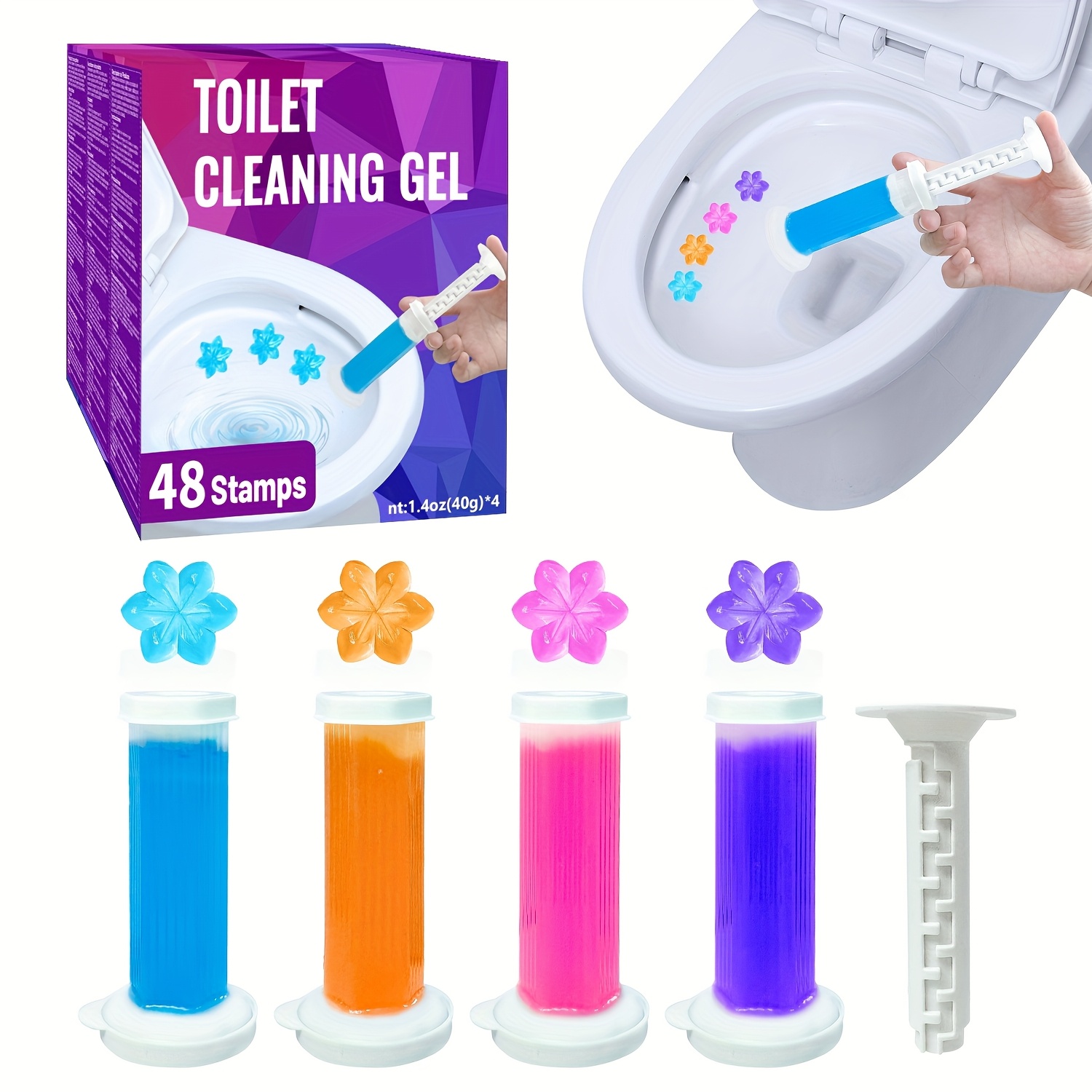 4 packs toilet bowl cleaner fresh flower gel stamp deodorizing cleaner toilet bowl cleaner gel stops limescale and stains with air   scent