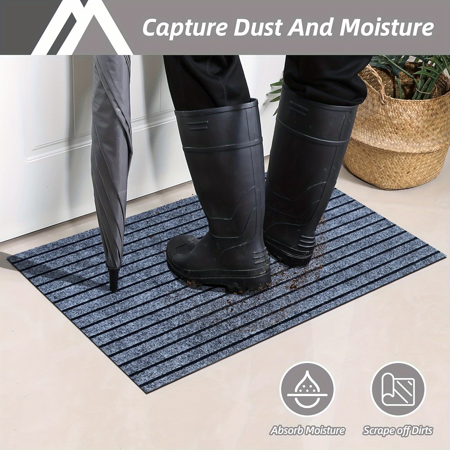 2pcs kitchen carpet striped non slip mat entrance door mat   room laundry bathroom absorbent mat set suitable for   room laundry room bathroom balcony   garage Product details 6