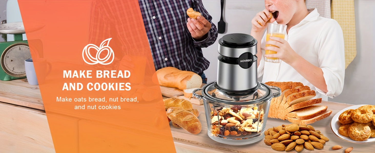 food processor 500w electric meat grinder food chopper with two 8 cup bowls   level blades 2 speed kitchen cutter for vegetable onion garlic meat nuts and baby food black Product details 3