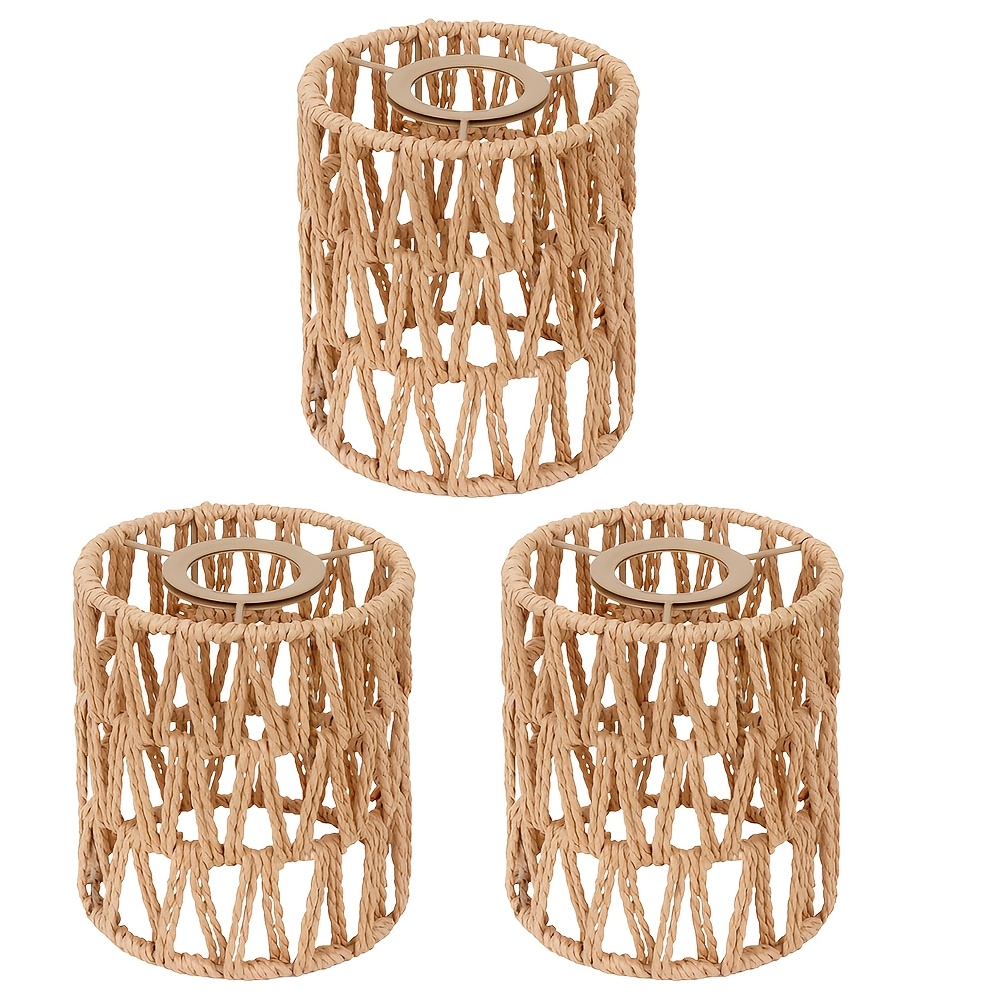 BESPORTBLE Rattan Lampenschirm - Gewebter Korb Schirm Vintage Weiß | Für Hänge- Und Tischlampen