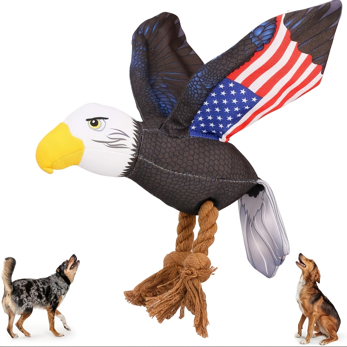 TEMU Large Squeaky Rope Eagle Interactive Dog Toy, Dog Chew Toy For Small Dogs, Medium Dogs And Large Dogs, Without Battery