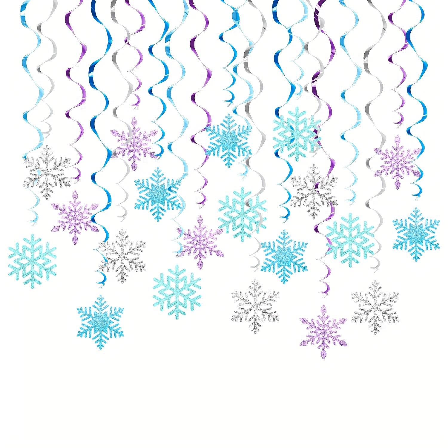 40/16 Snowflake Hanging Ornaments - Winter Snowflake Ceiling Streamers, Sparkling Snowflake Decorations For A Party, Birthday, And Christmas Celebrations