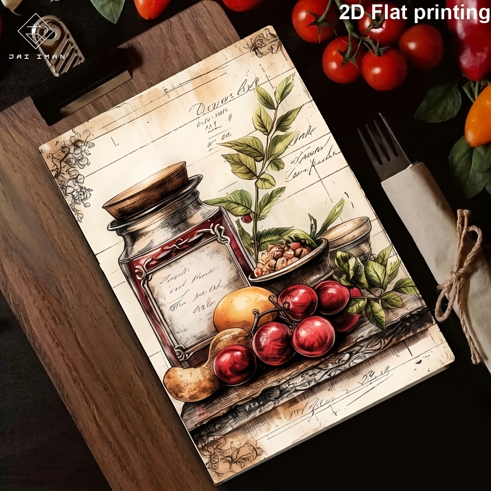 TEMU Jai Iman 96 Pages (non-repeating Patterns) A5 Size Junk Journal Book With Fruit Can Patterns For Recordbook, Souvenir, , Diary, Hand , Kitchen