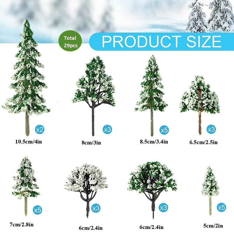 Image of 29pcs Model Trees 2-4 Inch Mixed Model Tree Train Scenery Architecture Trees Fake Trees For Crafts, Building Model, Scenery Landscape