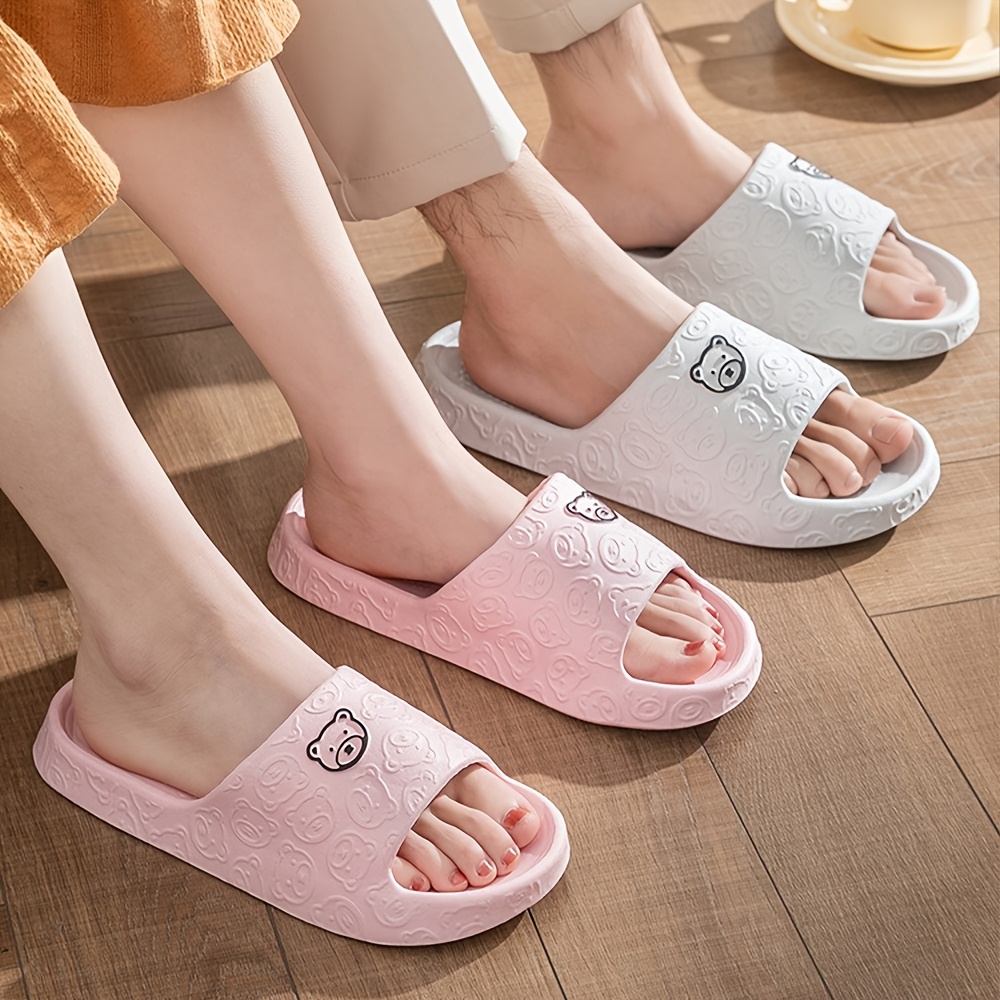 1 Pair Unisex EVA Slippers - Casual Solid Color Slip-On Slides for Summer Indoor Bathroom Shower, Soft Anti-Slip Sole Sandals with Hand Washable Inner & Insole
