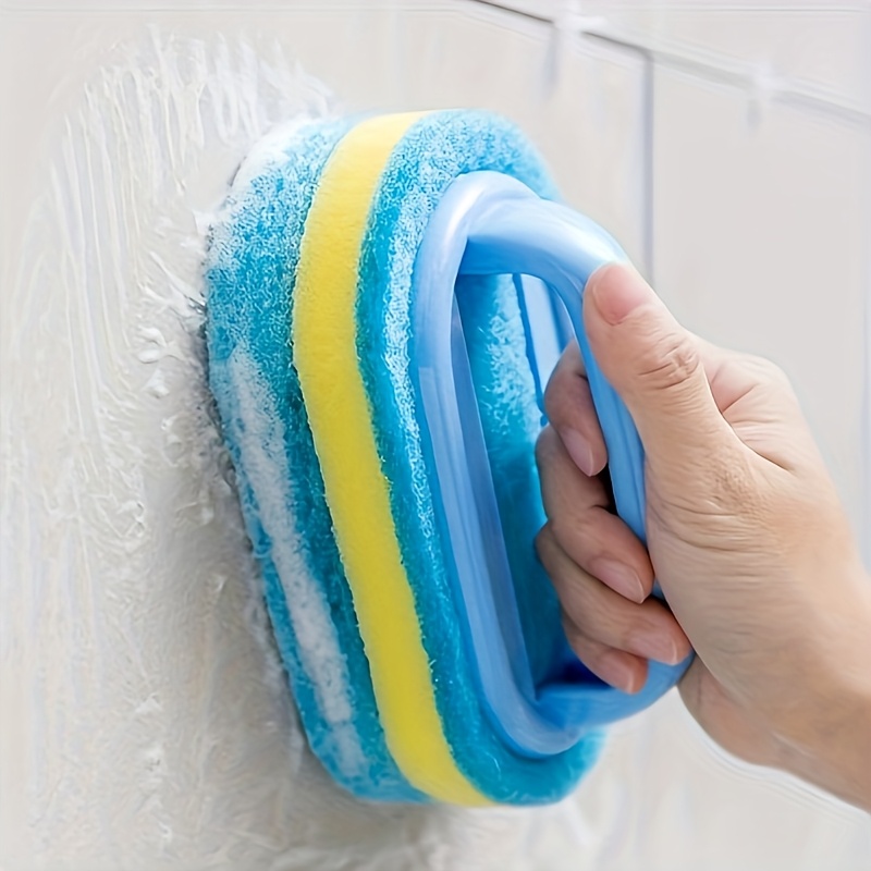 

Ergonomic Handheld Sponge Scrubber - Dual-, Multi- Manual Cleaning Brush For Bathtub, Kitchen, Bathroom - Ideal For Tiles, Pots, And Stains Removal