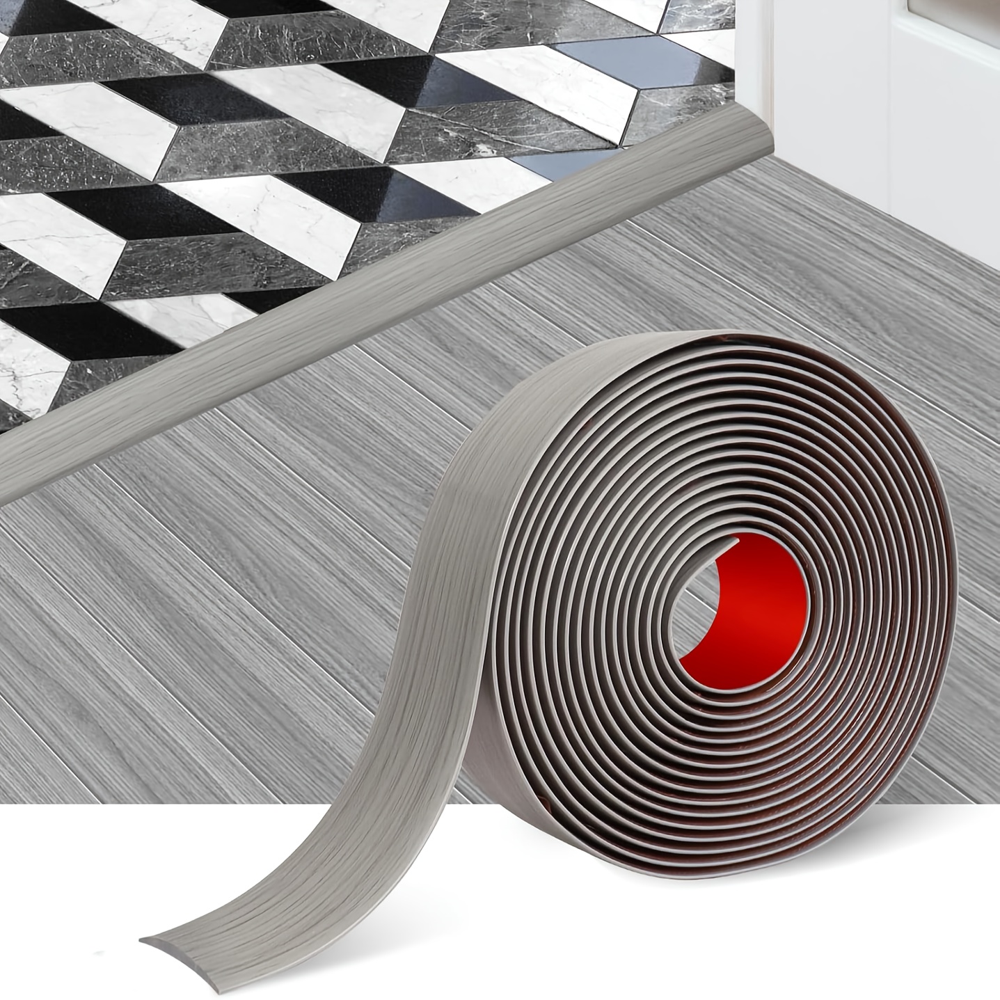 E-shop 1 Rolle Selbstklebende PVC Bodenverbindungsleiste, Elegante Holzmaserung Kunststoff Bodenteiler, Bodenleiste, für Festen Nahtverschluss