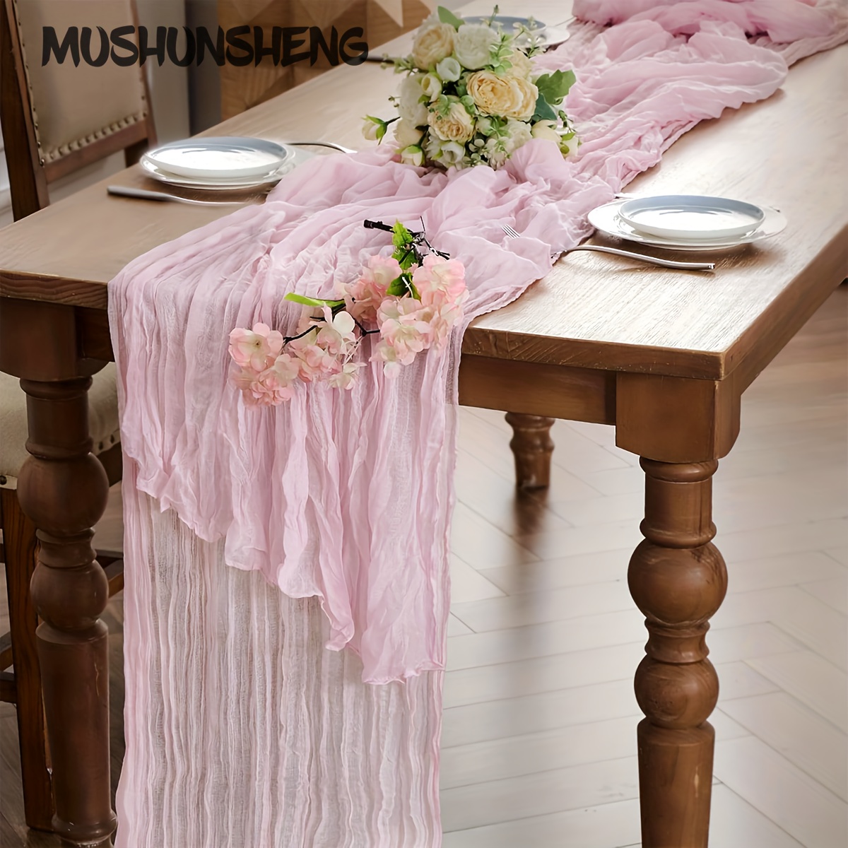 Socomi Tischläufer Aus Chiffon-Gaze – 73,7 X 304,8 Cm – Rustikal & Boho – Knitterfrei, Perfekt Für Hochzeit, Babyparty & Co