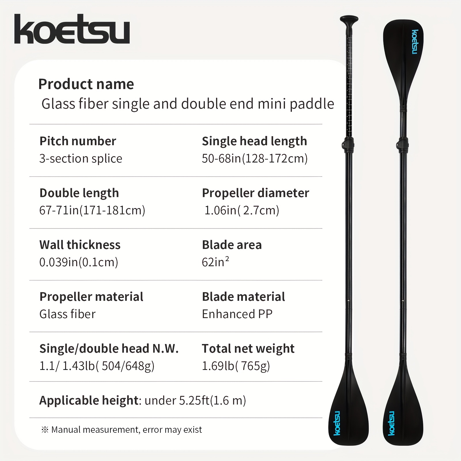 4-Section Quick-Release Paddle for Kayak & SUP