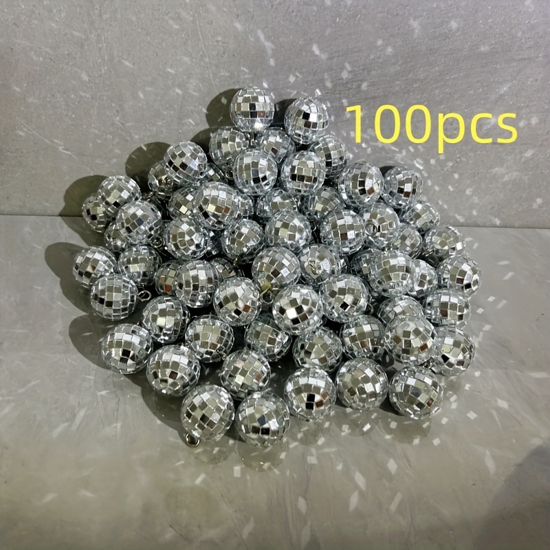 E-shop 100 Stück Disco Bälle Reflektierende Glänzende Silberne Hänge Dekorationen für Weihnachten, Hochzeiten und Feiern, für Gastgeschenke, Partydeko,