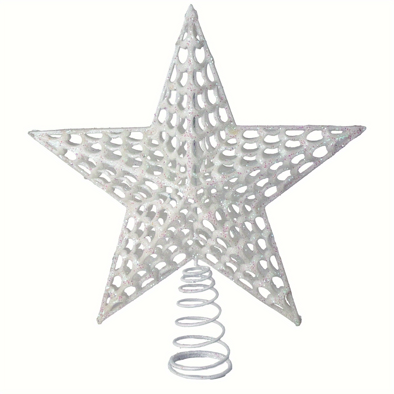 Image of 1pc, 12-inch Christmas Star Tree Topper, /silver/white Christmas Ornament For Home Holiday Party Christmas Tree Decorations