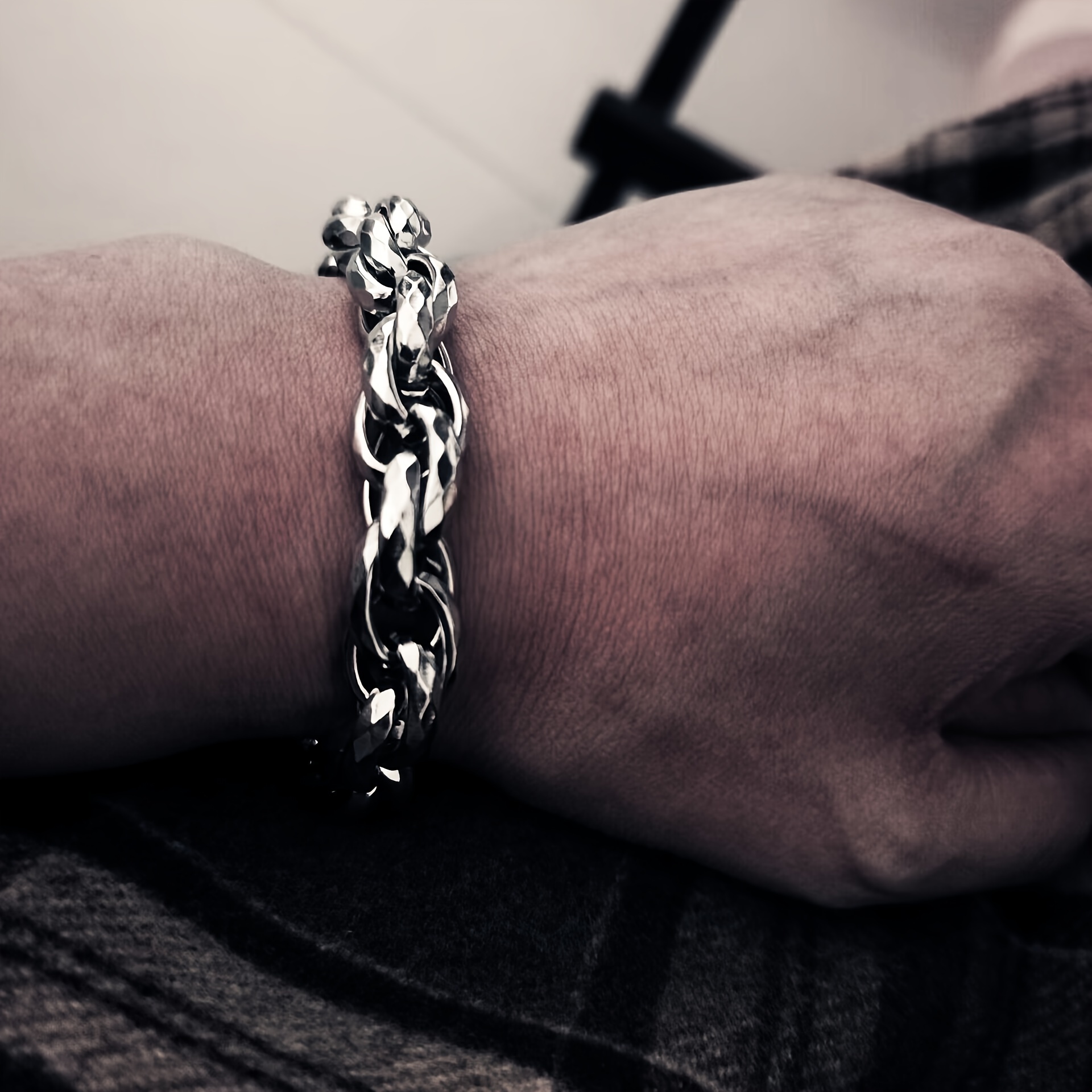 Stainless Steel Twisted Large Chain Bracelet & Necklace Set