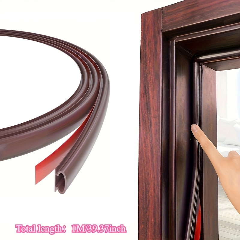 TEMU 1 de burlete de puerta negro//marrón - Goma autoadhesiva, resistente , multifunción, de energía, insonorización, para puertas y ventanas