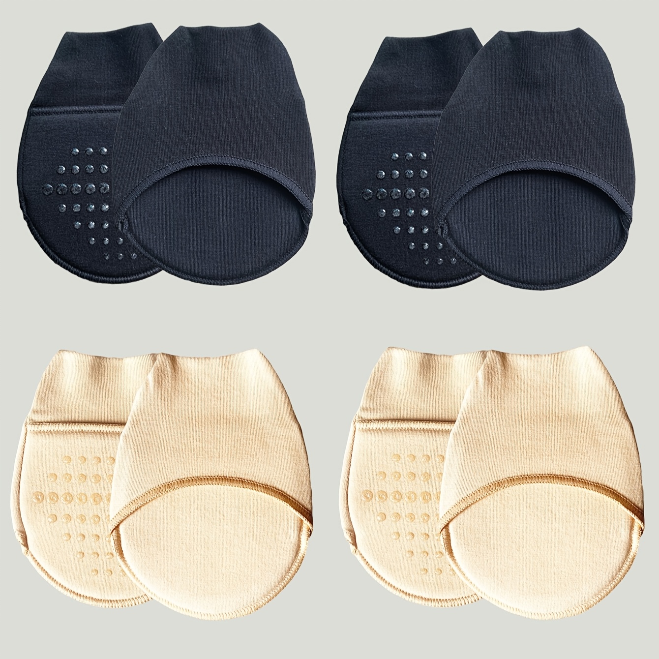 Image of 4 Pairs Of Women's Soft Cushioned Anti-slip Invisible Half-heel Socks, Suitable For High Heels Sports Shoes