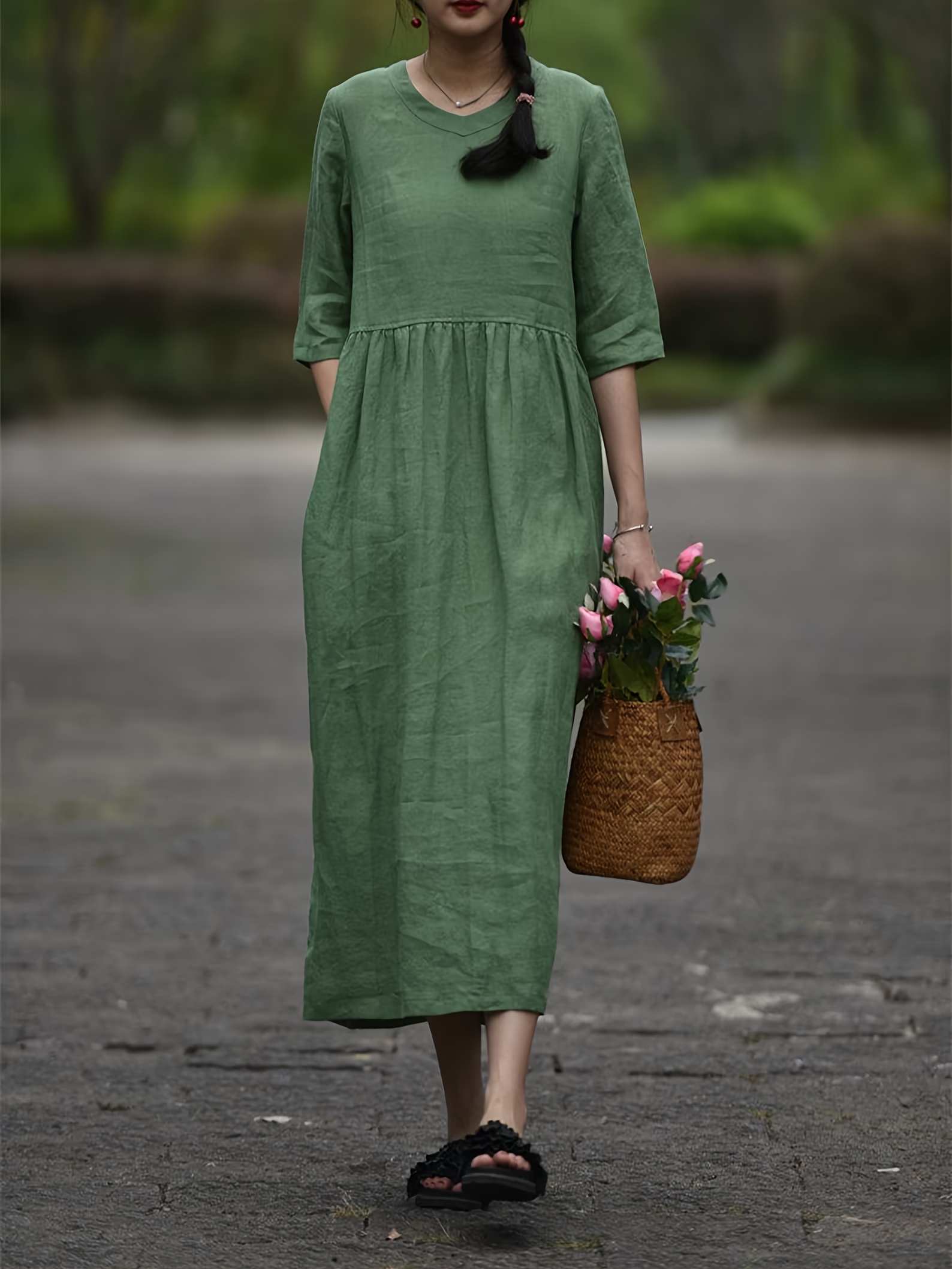 chinese dress ladies Womens Colorful Patchwork Floral Print Lantern Sleeve V Neck Maxi Dress  Summer Plus Size Casual Loose Beach Dresses at Amazon Women's Clothing store