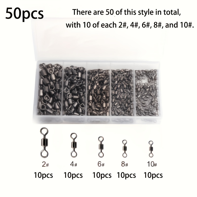 TEMU Connecteurs de matériel de pêche 50/75/130, anneaux de 8, accessoires de pêche essentiels, combinaison multi-tailles parfaitement adaptée à