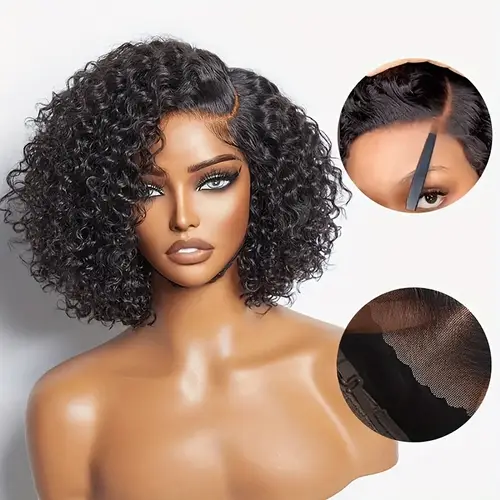 14 glueless deep wave short bob wig human hair pre cut glueless 3 sec to wear wigs 100 human hair put on gleuless 13 4 wave hd lace frontal human hair wigs for mothers day gift