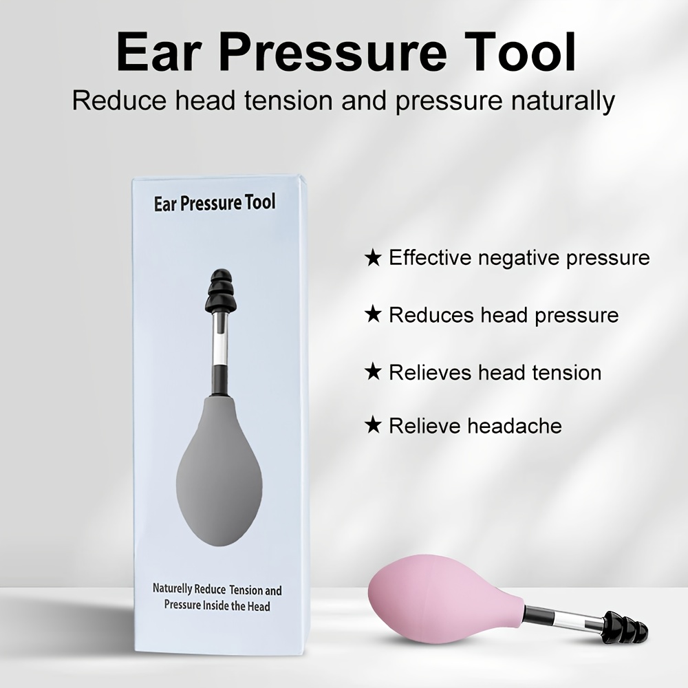 1 Device Xunhaoo Portable Ear Pressure Tool with 3 Sizes Soft Earplugs Suitable for Migraine, Tension Headache & Tinnitus - Travel-Friendly Earplug Massager Device