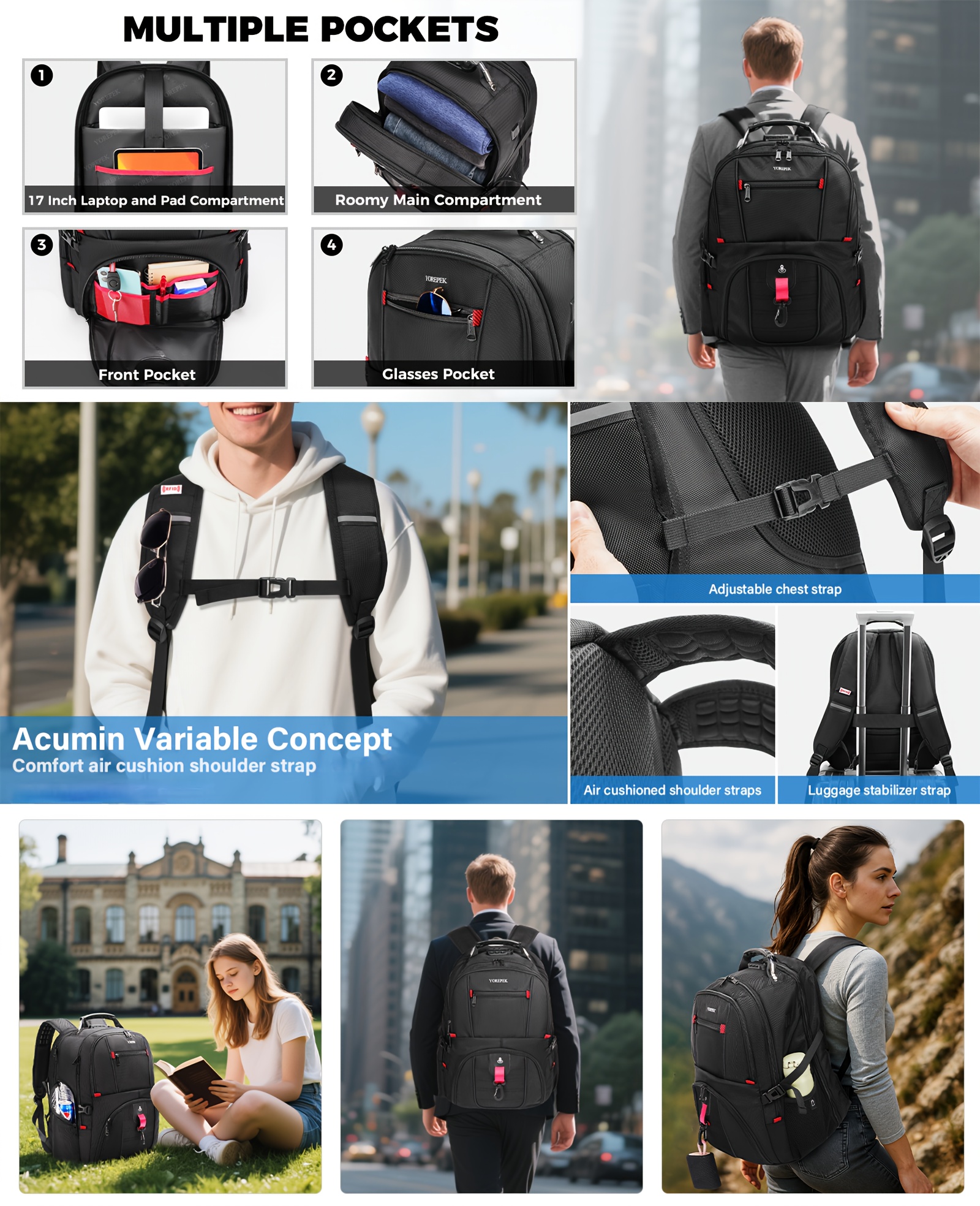25l travel backpack Almond Oak: 25L + 5L Expandable Travel Backpack