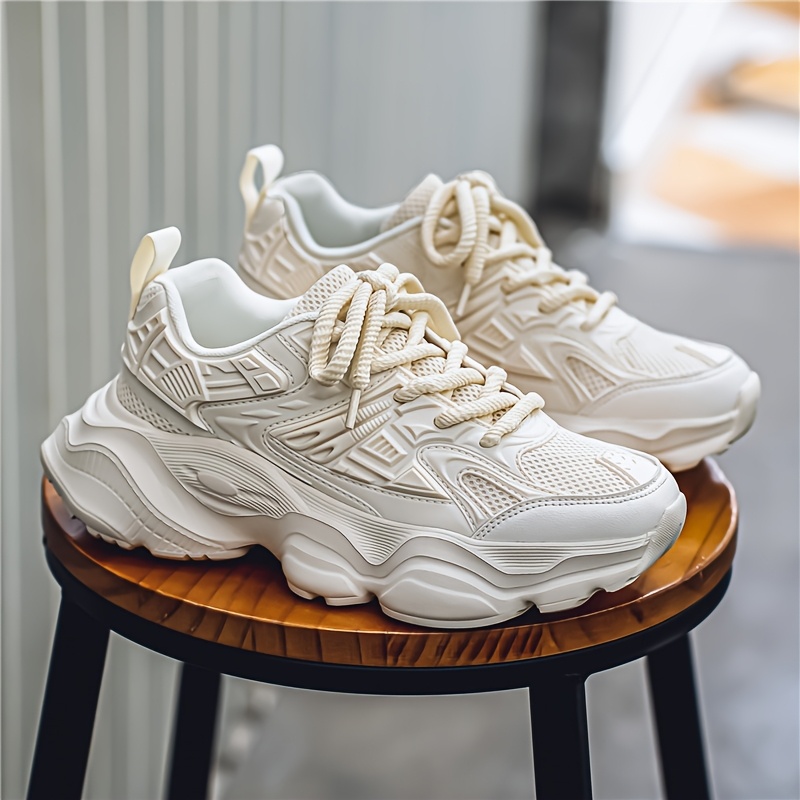 Solid Color Minimalist Dad Shoes with Thick Sole */Summer Women's Casual  Athletic Sneakers