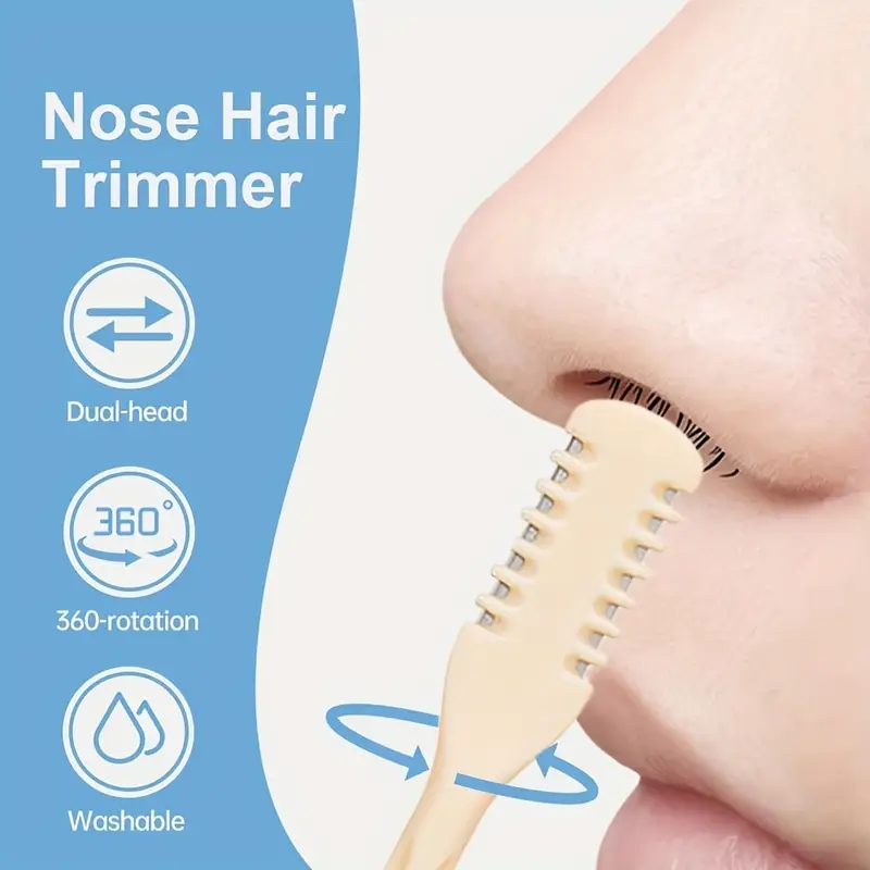 manual nose hair trimmer set for men and women stainless steel 12 teeth   nasal hair clippers waterproof   battery free with clean brush travel organizer Product details 6