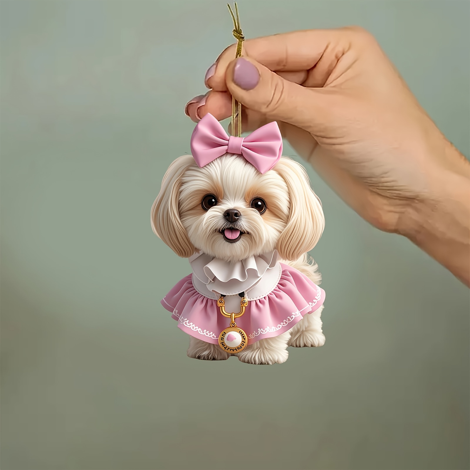 

Adorable Shih Tzu Acrylic Dog Pendant - Lifelike 2d Car Mirror Decor, Perfect Gift For Anniversaries, Valentine's & Christmas Hanging Pendant For Car Mirror Cute