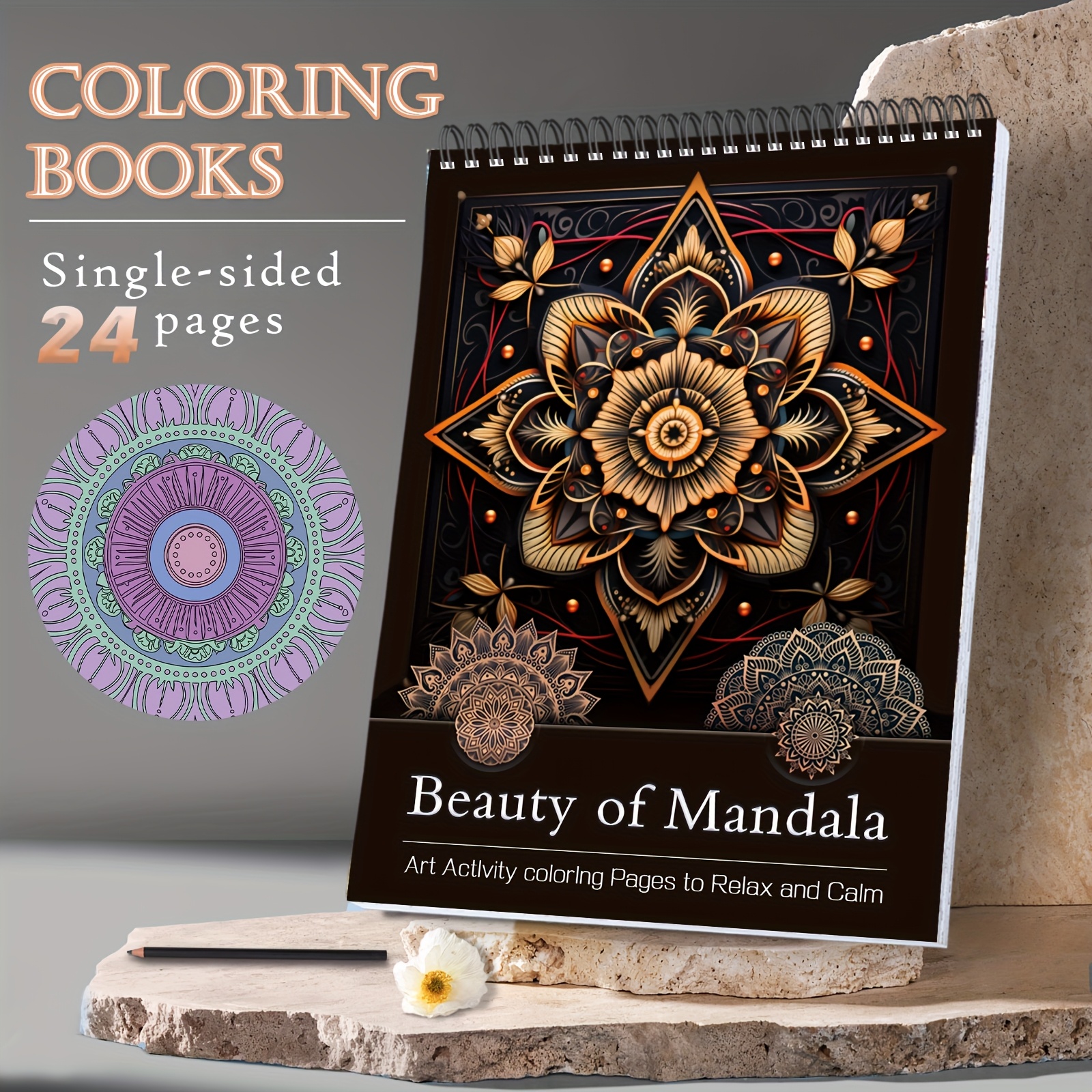 Image of 1pc 11.22in/8.26in - Yq Upgraded Thickened Single-page A4 Version - Mechanical Coloring Book - 24 Exquisite Patterns To Relax And - Painting And Stress Relief Book