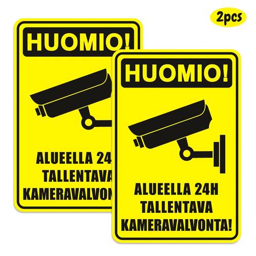 huomio surveillance warning sticker 2pcs outdoor 24 hour video recording sign store warning label