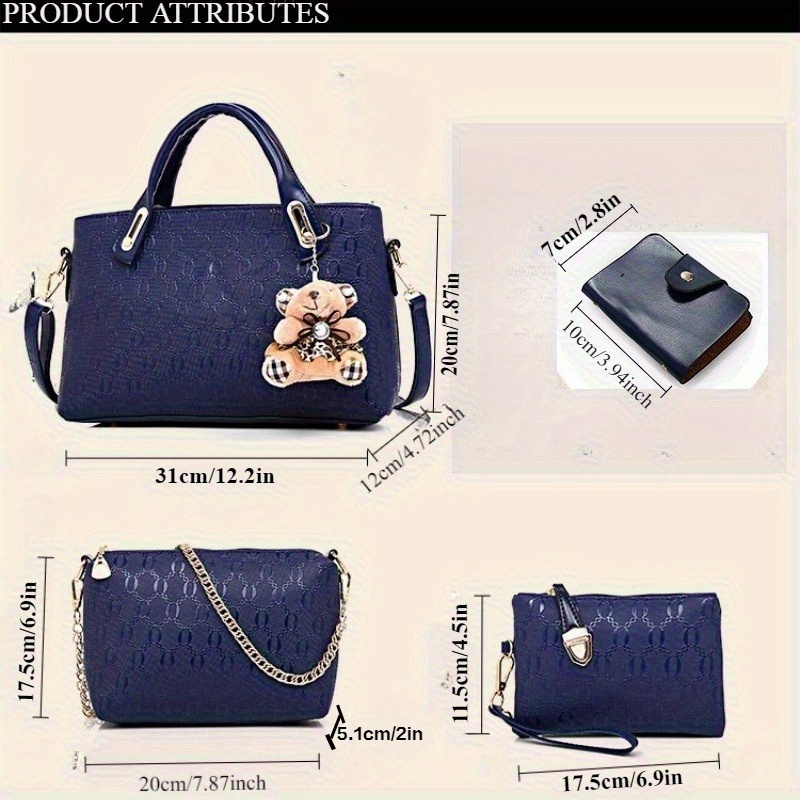 womens multi functional 4pcs set crossbody bag shoulder bag and handbag with   for commuting Product details 7