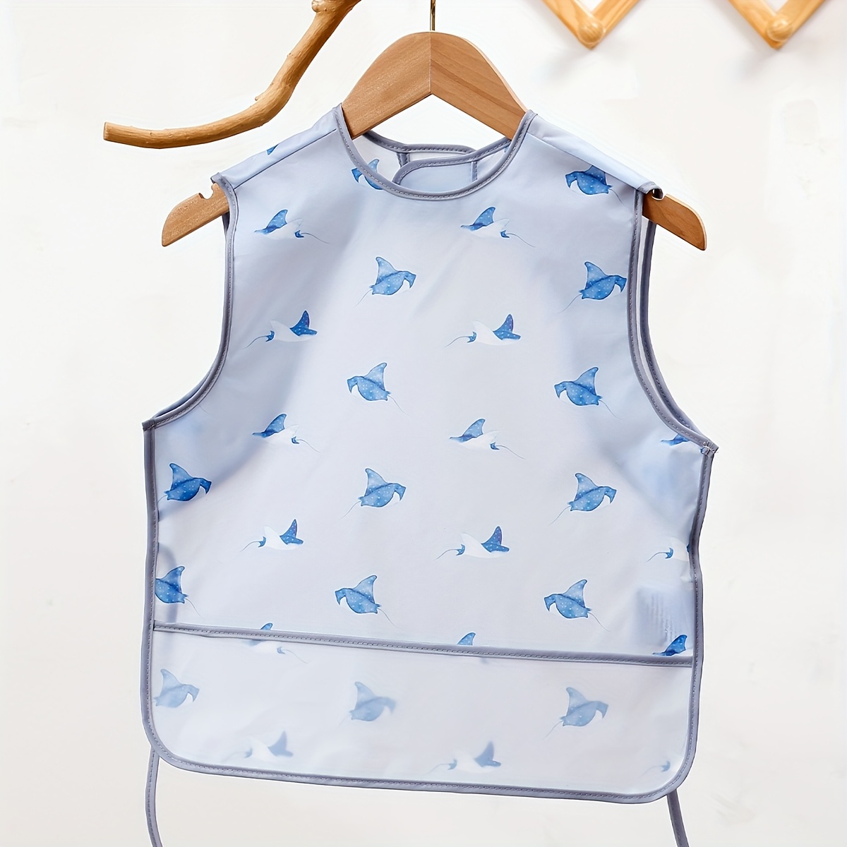 Image of Short Sleeve Bib With Design,baby Toddler Easy To Clean Sleeved Bib For 6-30 Months Reusable With Catch-all Pocket