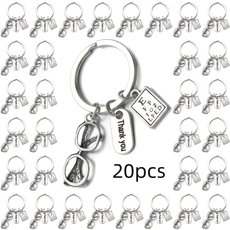 TEMU 20 Eyeglass Keychains With Vision Chart And "thank You" For Themed Accessories Or Backpack Charms