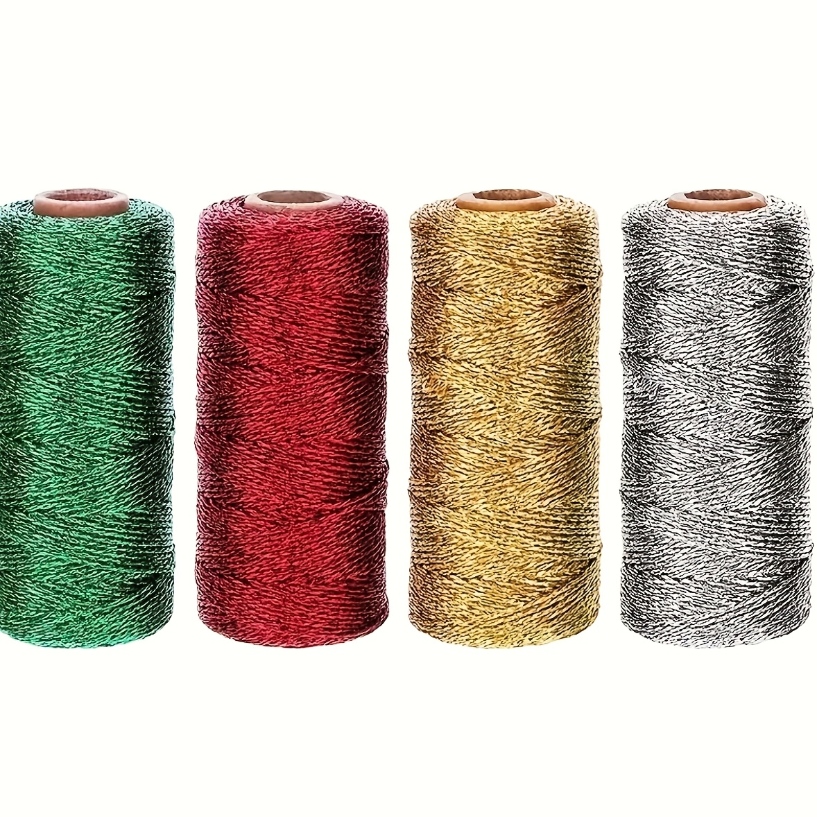 TEMU 4pcs Christmas Metallic Glitter Twine String, 100m Red Rope, Gift Box Packaging Cord, Hang Tag Binding String, Ornament & Holiday Party