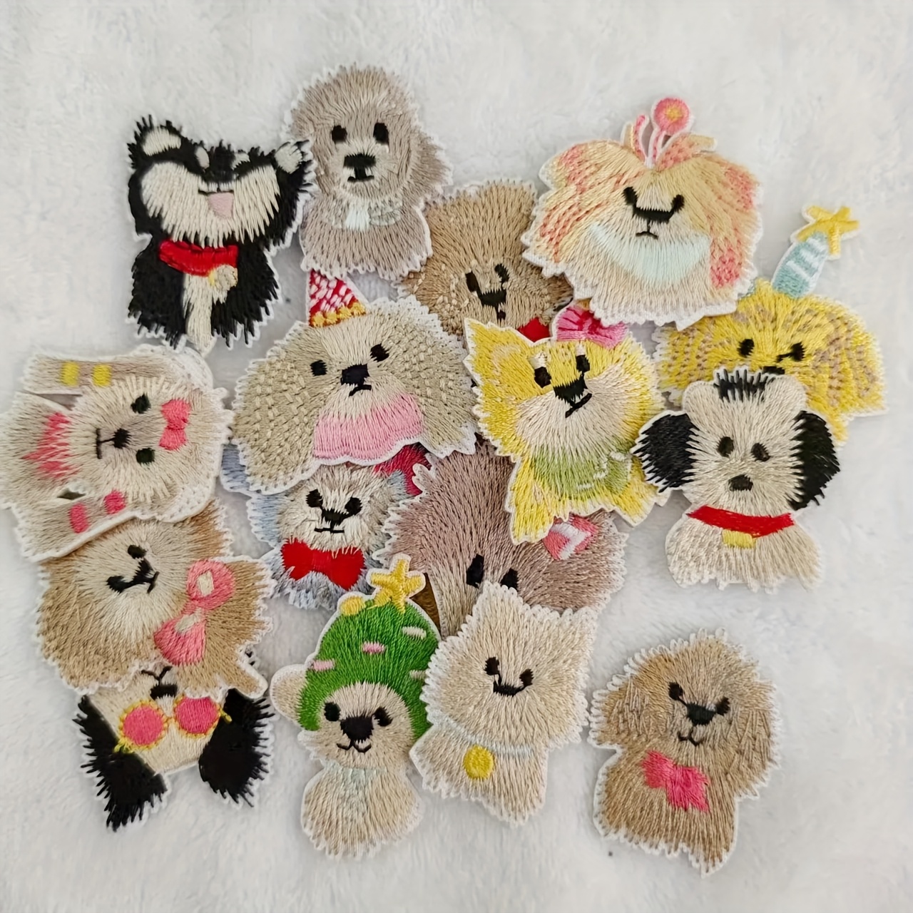 TEMU 【可愛いペットシリーズ】愛らしい犬の刺繍布パッチ ペットのパーソナライズされた可愛いバッグや服の装飾