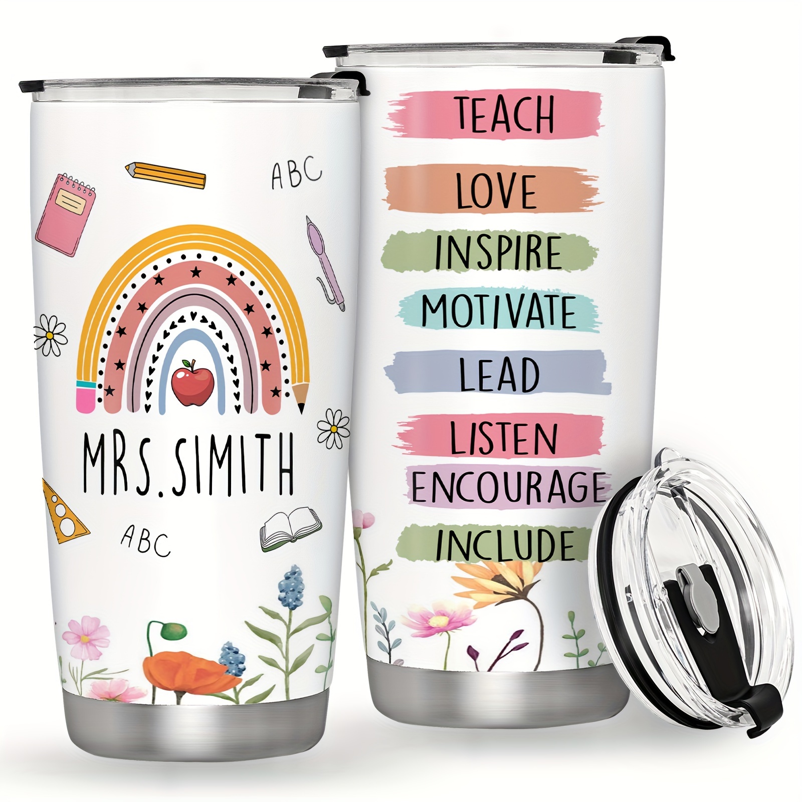 

1pc, 20oz/590ml Personalized Teacher , Insulated Mug Christmas Appreciation Gifts For Teachers End Of , Opening ,