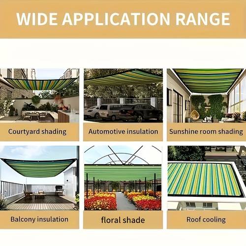 one piece of colorful striped high density breathable shade net durable plastic outdoor shade cloth for patio picnic carport garden balcony and porch pergola